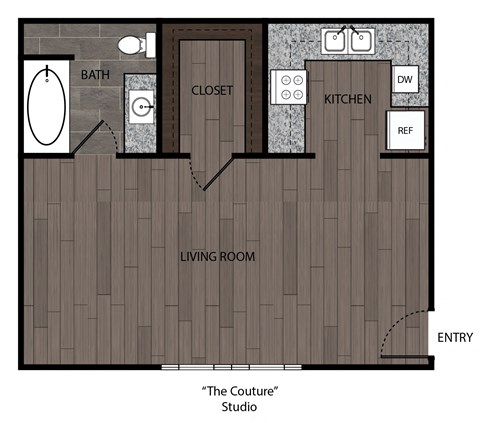 Floor plan for studio, 1 bath, 356 sqft